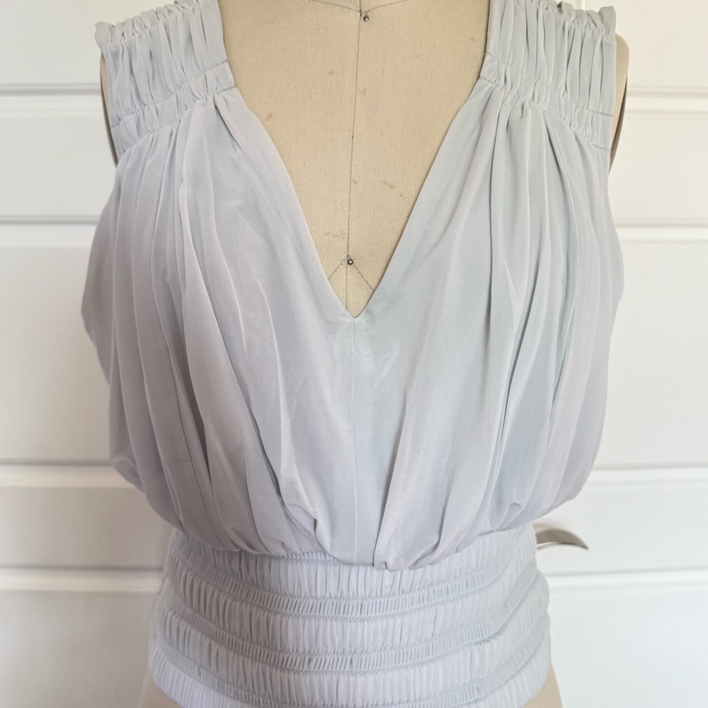 Elegant Light Blue Sleeveless Blouse